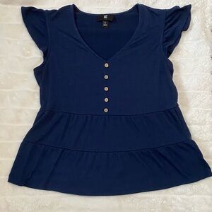 Junior’s Iz Byer Navy Blue Buttoned Blouse